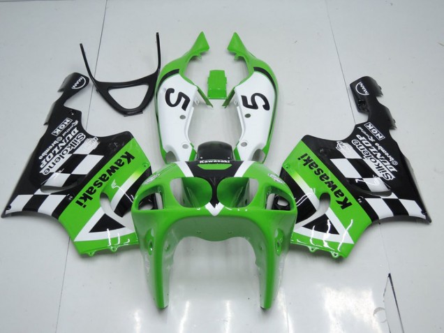 1996-2002 Green Black and White Kawasaki Ninja ZX7R Motorcycle Fairings & Bodywork