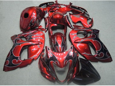 1996-2007 Red with Black Flame Suzuki GSXR1300 Motorcycle Fairings & Bodywork