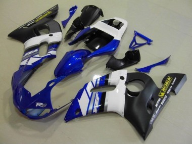 1998-2002 Blue White and Black Yamaha YZF R6 Motorcycle Fairings