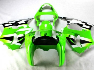 2000-2002 Green Black White Kawasaki Ninja ZX6R Motorcycle Fairings