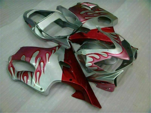 2001-2003 Red Flame Silver Honda CBR600 F4i Motorcycle Fairings