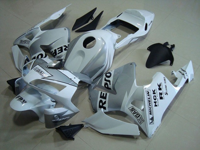 2003-2004 Repsol White Silver Honda CBR600RR Motorcycle Fairings