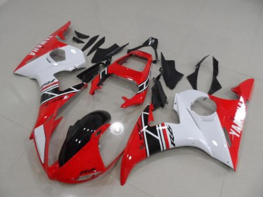 2003-2005 Red and White and Black Yamaha YZF R6 Motorcycle Fairings