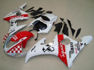 2003-2005 Red White Yamaha YZF R6 Motorcycle Fairings