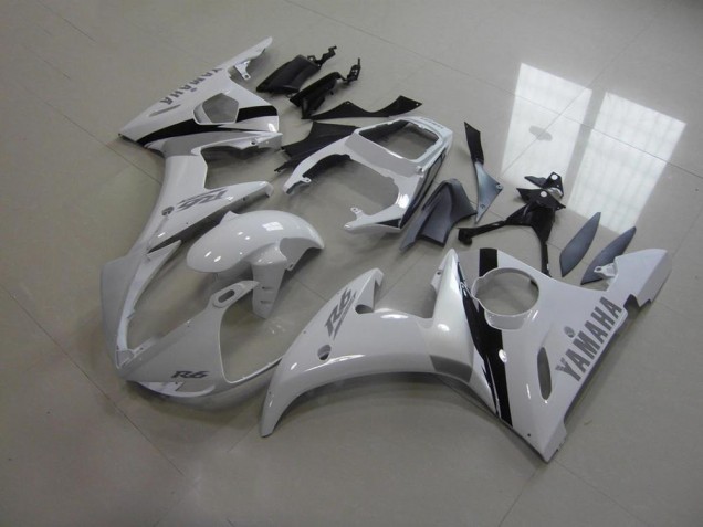 2003-2005 White and Grey Decals Yamaha YZF R6 Motorcycle Fairings