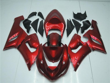 2005-2006 Candy Red Kawasaki Ninja ZX6R Motorcycle Fairings