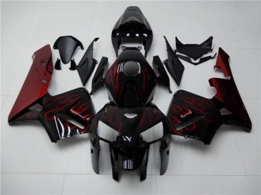 2005-2006 Red Flame Black Honda CBR600RR Motorcycle Fairings