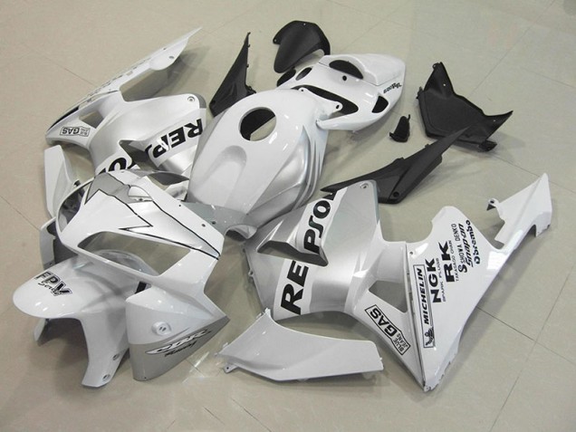 2005-2006 Repsol White Silver Honda CBR600RR Motorcycle Fairings