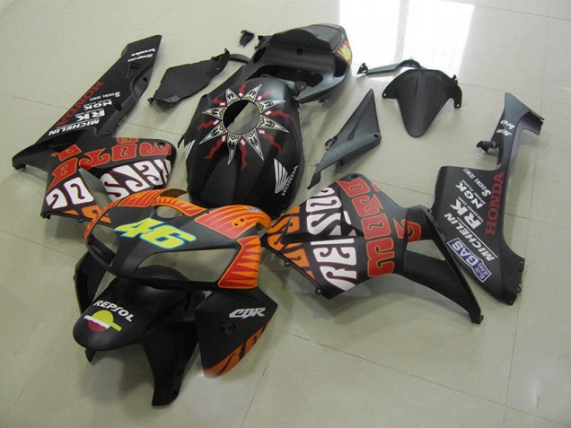 2005-2006 Rossi Matte Black Honda CBR600RR Motorcycle Fairings