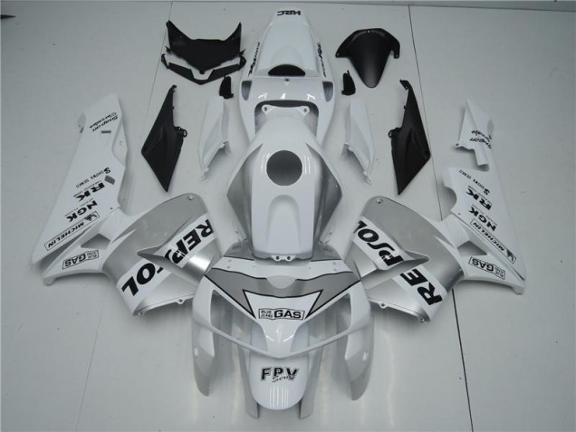 2005-2006 White Silver Black Honda CBR600RR Motorcycle Fairings