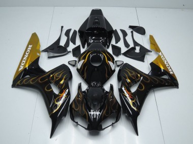 2006-2007 Black Gold Flame Honda CBR1000RR Motorcycle Fairings