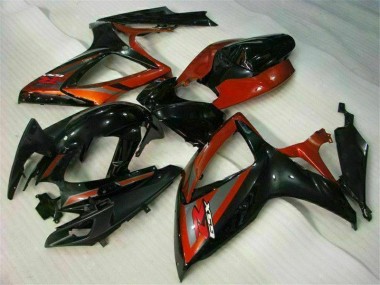 2006-2007 Black Red Suzuki GSXR 600/750 Full Fairing Kit