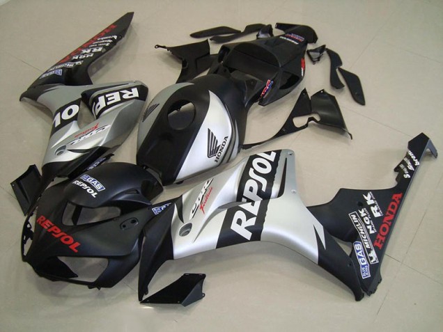 2006-2007 Matte Black Silver Repsol Honda CBR1000RR Motorcycle Fairings