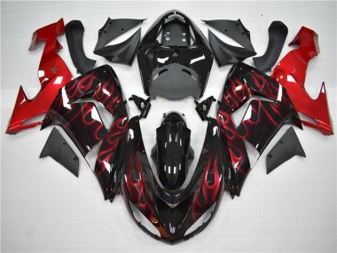 2006-2007 Red Flame Kawasaki Ninja ZX10R Motorcycle Fairings