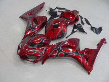 2006-2007 Red Silver Flame Honda CBR1000RR Motorcycle Fairings