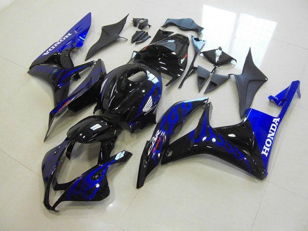 2007-2008 Black Blue Flame Honda CBR600RR Motorcycle Fairings