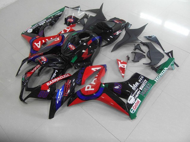 2007-2008 Black Red Pata Honda CBR600RR Motorcycle Fairings