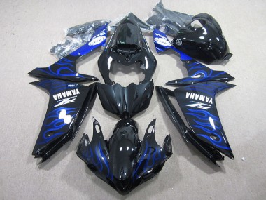 2007-2008 Black with Blue Flame Yamaha YZF R1 Motorcycle Fairings