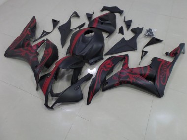 2007-2008 Matte Black Red Skull with Stripe Honda CBR600RR Motorcycle Fairings