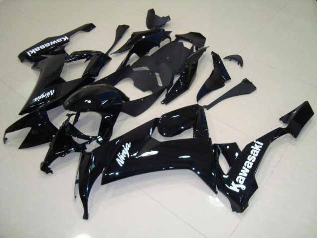 2008-2010 Glossy Black with White Sticker Kawasaki Ninja ZX10R Motorcycle Fairings