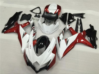 2008-2010 White Red Black Suzuki GSXR 600/750 Motorcycle Fairings