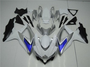 2008-2010 White Silver Blue Suzuki GSXR 600/750 Motorcycle Fairings