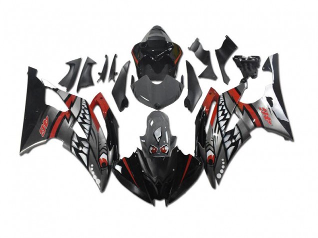 2008-2016 Grey Red Shark Yamaha YZF R6 Motorcycle Fairings