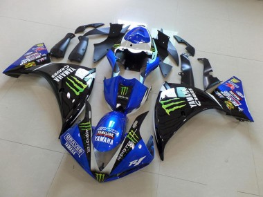 2012-2014 Blue Black Monster Yamaha YZF R1 Motorcycle Fairings